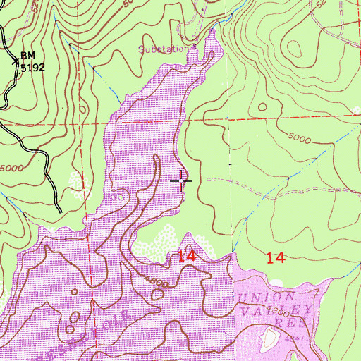 Topographic Map of Wench Creek Campground, CA