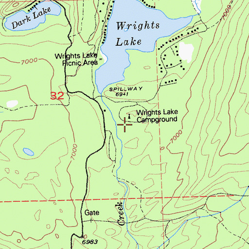 Topographic Map of Wrights Lake Campgorund, CA