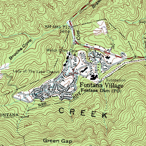 Topographic Map of Town of Fontana Dam, NC