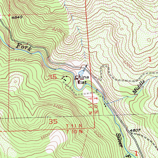 Topographic Map of China Flat Campground, CA