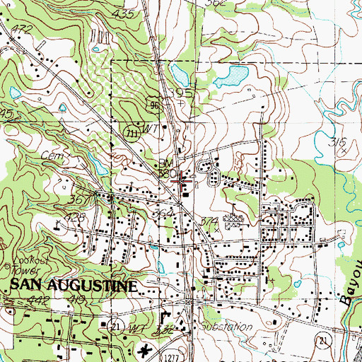 Topographic Map of San Augustine Police Department, TX