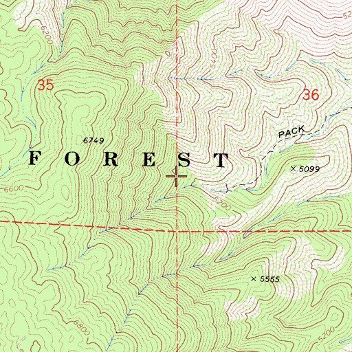Topographic Map of Jeanette Grant Mine, CA