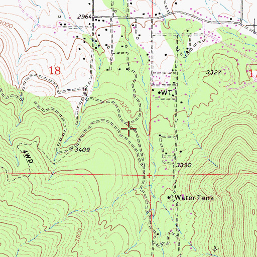 Topographic Map of Myers Ranch, CA