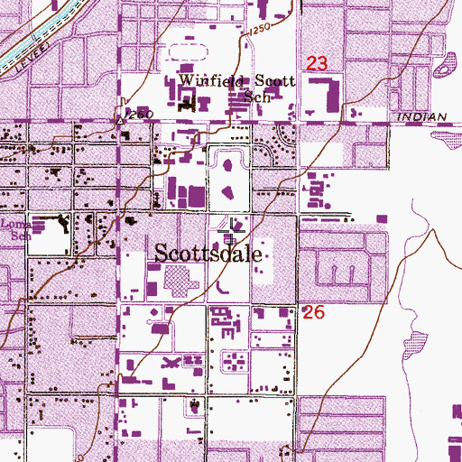 Topographic Map of Scottsdale Police Department District 2 Downtown, AZ