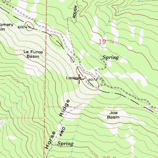 Topographic Map of Horse Ridge Lookout, CA