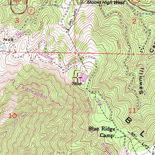 Topographic Map of Pacific Crest Reservoir, CA