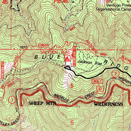 Topographic Map of Jackson Flat Campground, CA