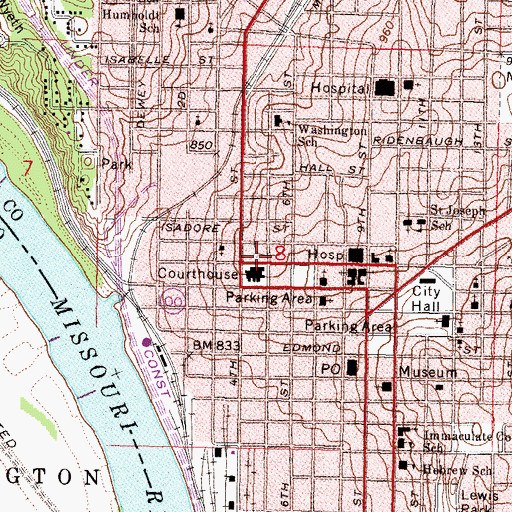 Topographic Map of Buchanan County Sheriff's Office, MO