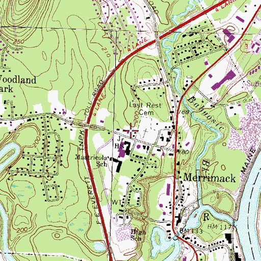 Topographic Map of Merrimack Police Department, NH