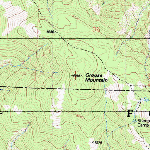 Topographic Map of Grouse Mountain, CA