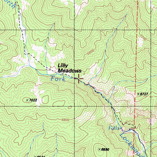 Topographic Map of Lily Meadows Campground, CA