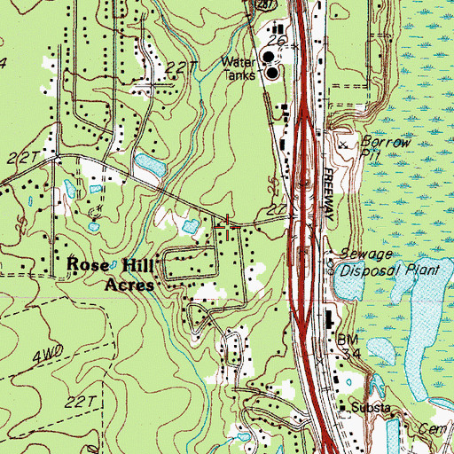 Topographic Map of Rose Hill Acres City Hall, TX