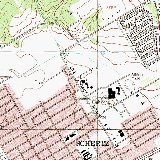 Topographic Map of Schertz City Hall, TX