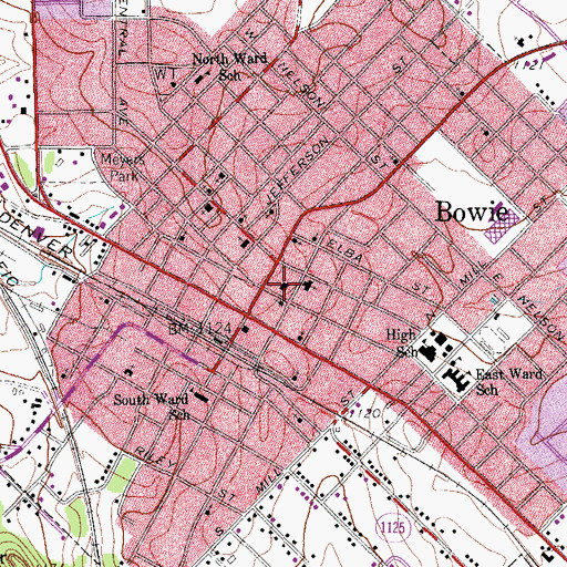 Topographic Map of Bowie City Hall, TX