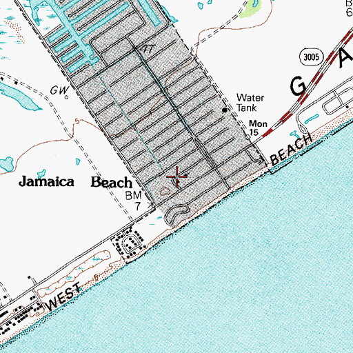 Topographic Map of Jamaica Beach City Hall, TX