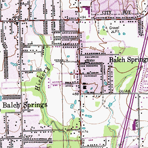 Topographic Map of Balch Springs Municipal Center, TX