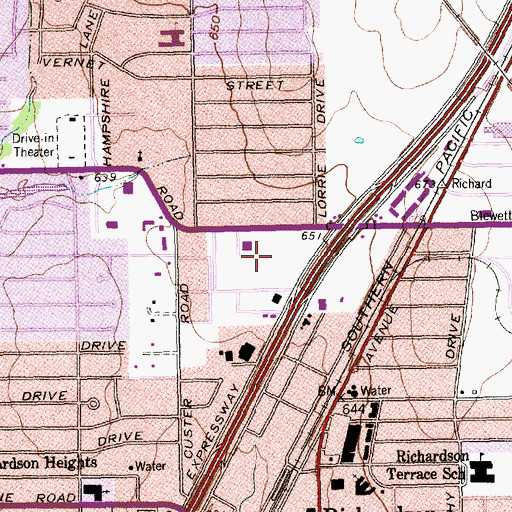 Topographic Map of Richardson City Hall, TX