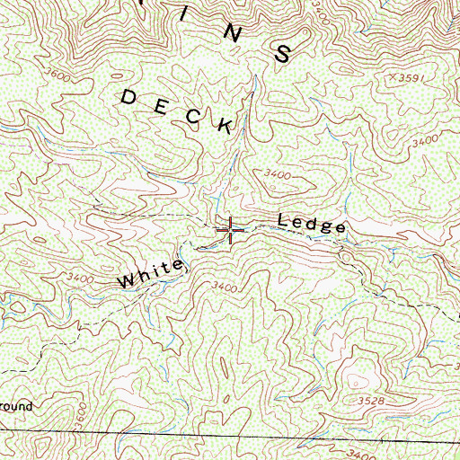 Topographic Map of White Ledge Campground, CA