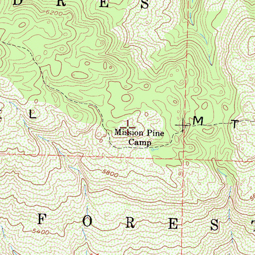 Topographic Map of Mission Pine Camp, CA