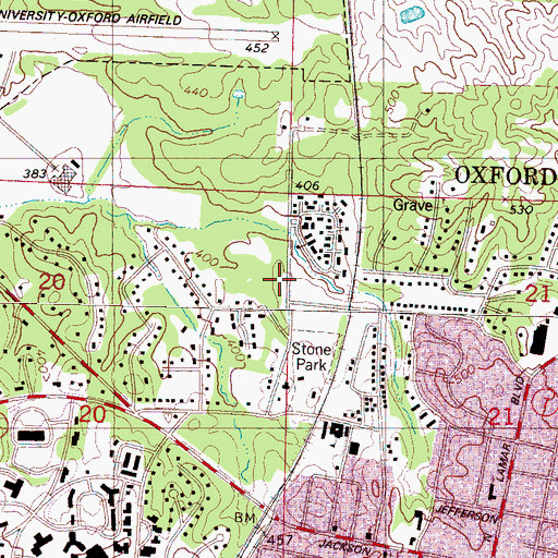 Topographic Map of Oxford Police Department, MS