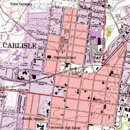 Topographic Map of Carlisle Police Department, PA