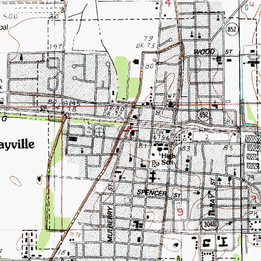 Topographic Map of Richland Parish Sheriff's Office, LA