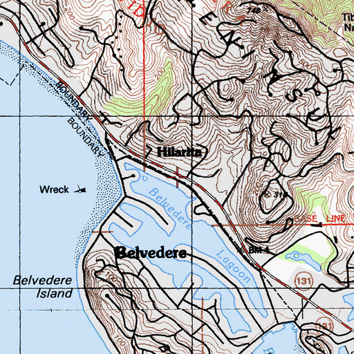 Topographic Map of Tiburon Police Department, CA