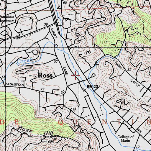 Topographic Map of Ross Police Department, CA
