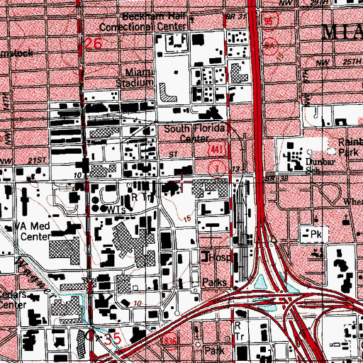Topographic Map of Miami - Dade College Police Department - Medical Campus, FL