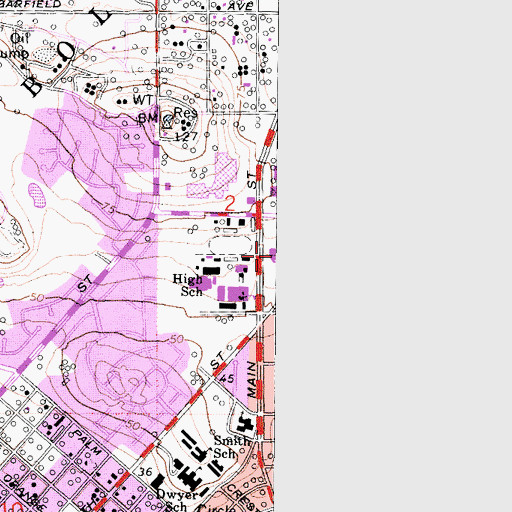 Topographic Map of Huntington Beach Police Department, CA