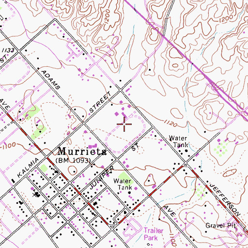 Topographic Map of Murrieta Police Department, CA