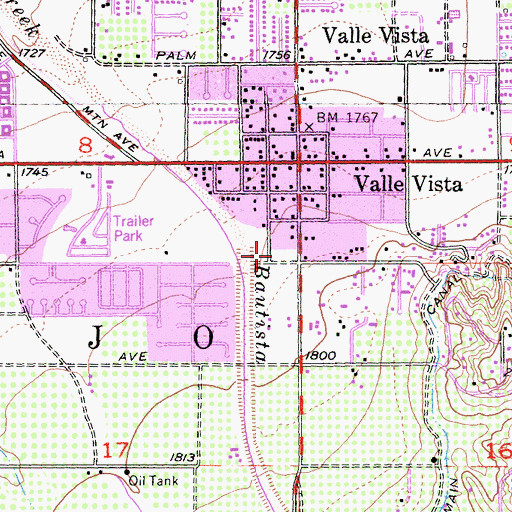 Topographic Map of Riverside County Sheriff's Department - Hemet, CA