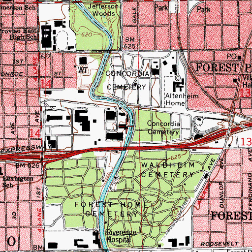 Topographic Map of Cook County Sheriff, IL