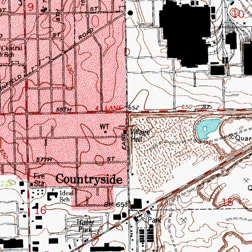 Topographic Map of Countryside Police Dept, IL