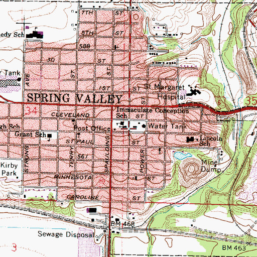 Topographic Map of Spring Valley Police Department, IL