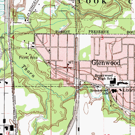 Topographic Map of Glenwood Police Department, IL