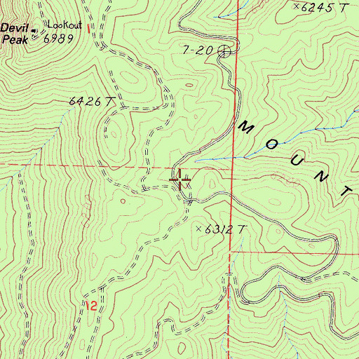 Topographic Map of Crowsfoot Campground, CA