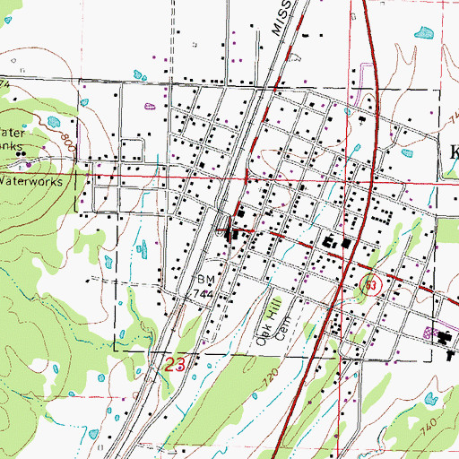 Topographic Map of Kiowa Police Department, OK