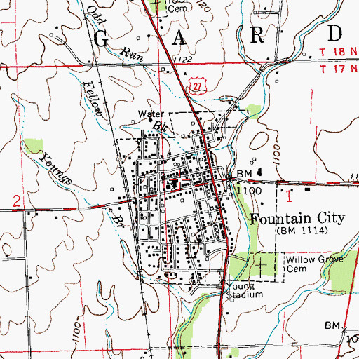 Topographic Map of Fountain City Police Department, IN
