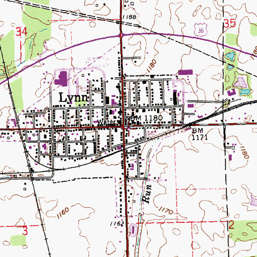 Topographic Map of Lynn Police Department, IN