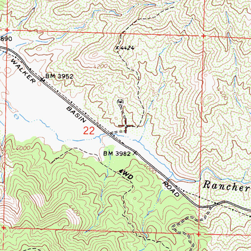 Topographic Map of Walser Ranch, CA