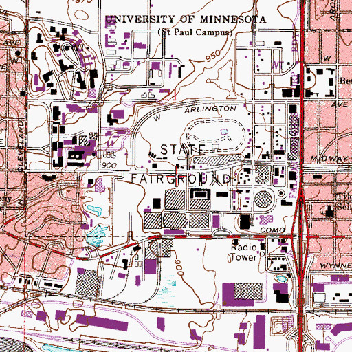 Topographic Map of Minnesota State Fair Police Department, MN