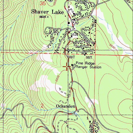 Topographic Map of Pine Ridge Ranger Station, CA
