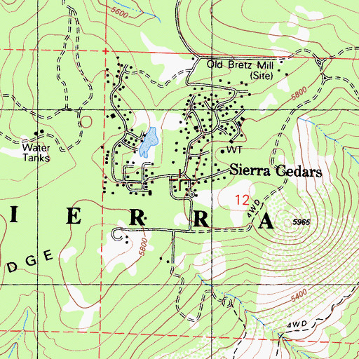 Topographic Map of Sierra Cedars, CA
