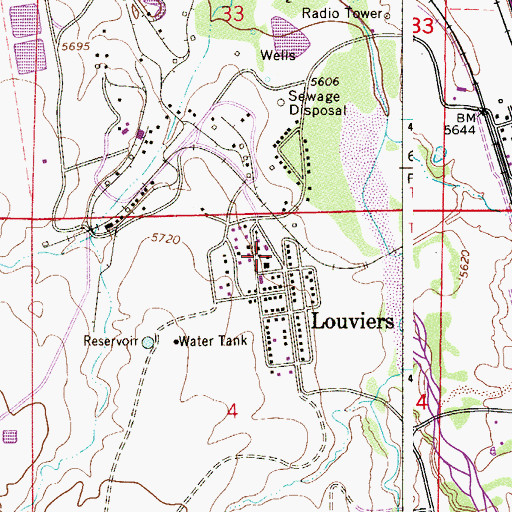 Topographic Map of Louviers Post Office, CO