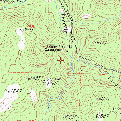 Topographic Map of Legger Flat Campground, CA