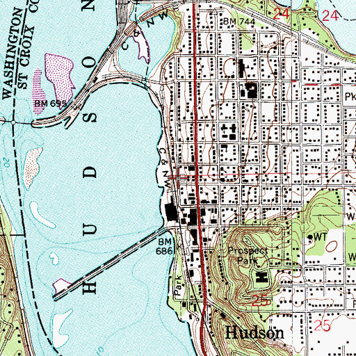Topographic Map of Hudson Police Department, WI