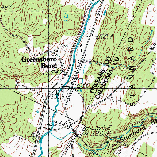 Topographic Map of Greensboro Bend Post Office, VT