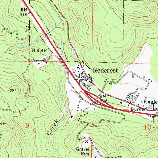 Topographic Map of Redcrest Post Office, CA