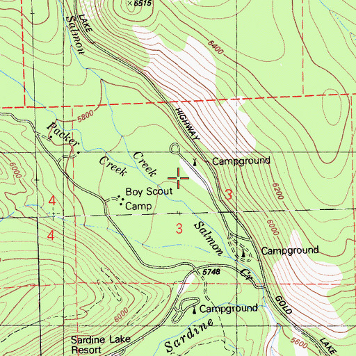 Topographic Map of Salmon Creek Campground, CA